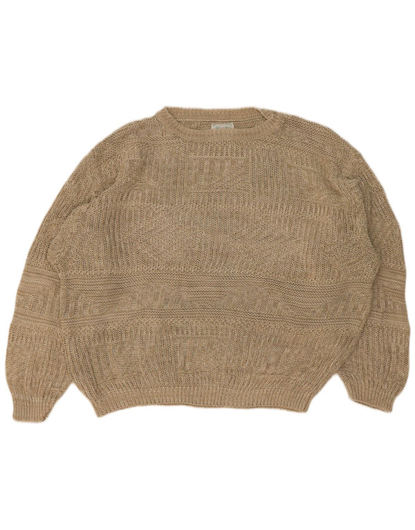 Ανδρικό πουλόβερ Benetton Loose Fit Boat Neck Jumper IT 48 Medium Beige βαμβακερό