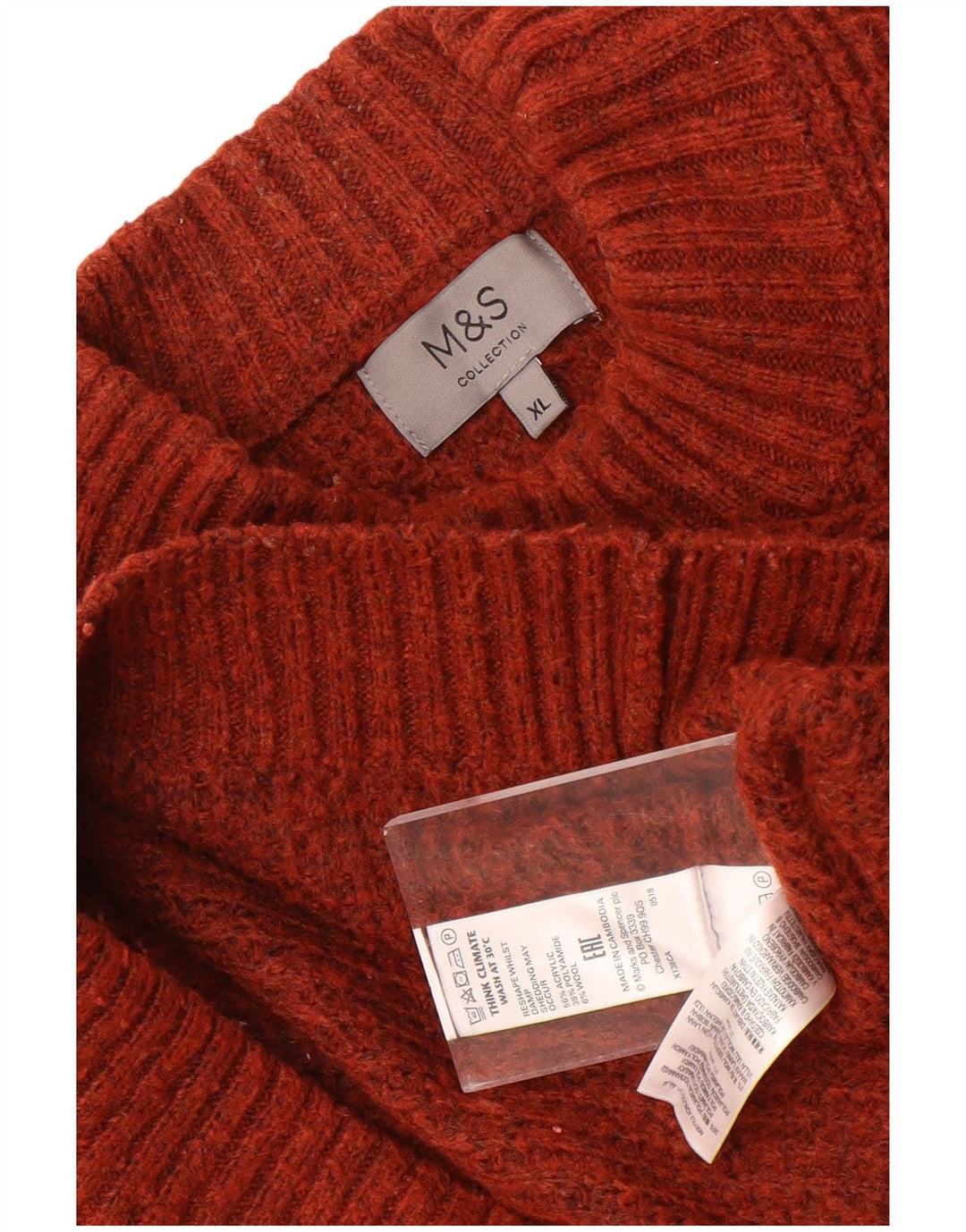 Marks & Spencer Ανδρικό πουλόβερ με λαιμό χελώνα XL ακρυλικό μαρόν