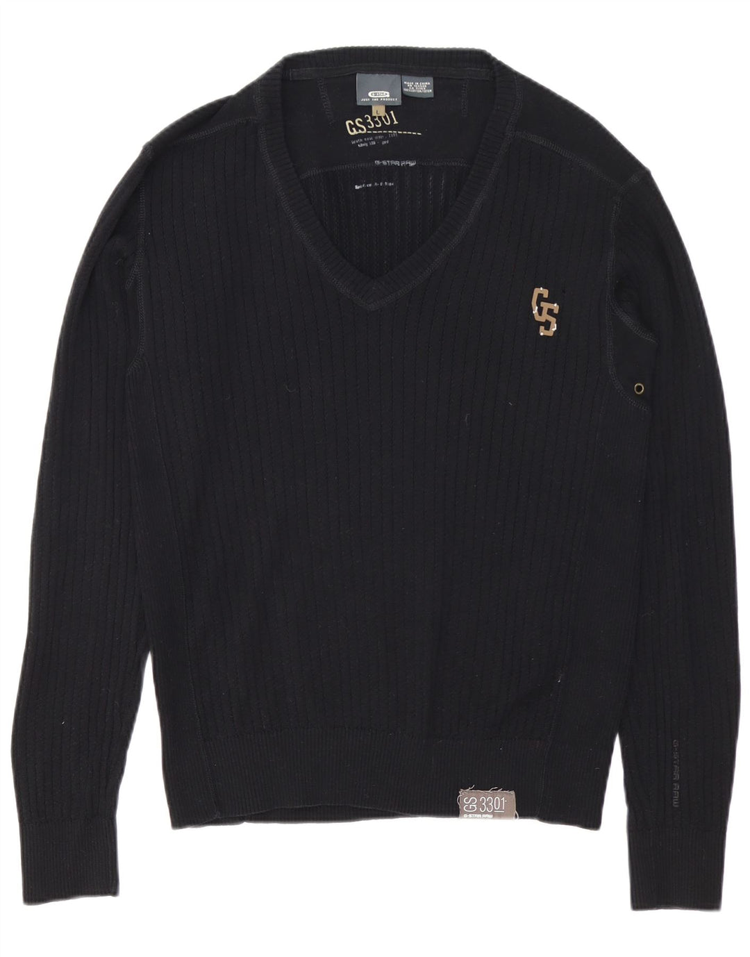 Ανδρικό πουλόβερ G-Star 3301 V-Neck, μαύρο βαμβακερό