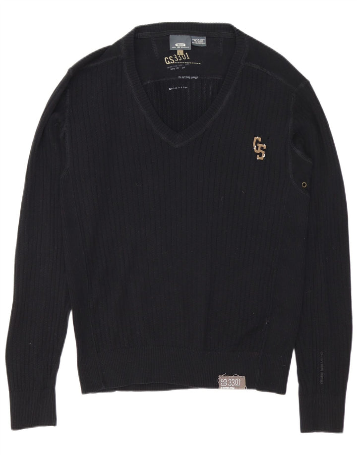 Ανδρικό πουλόβερ G-Star 3301 V-Neck, μαύρο βαμβακερό