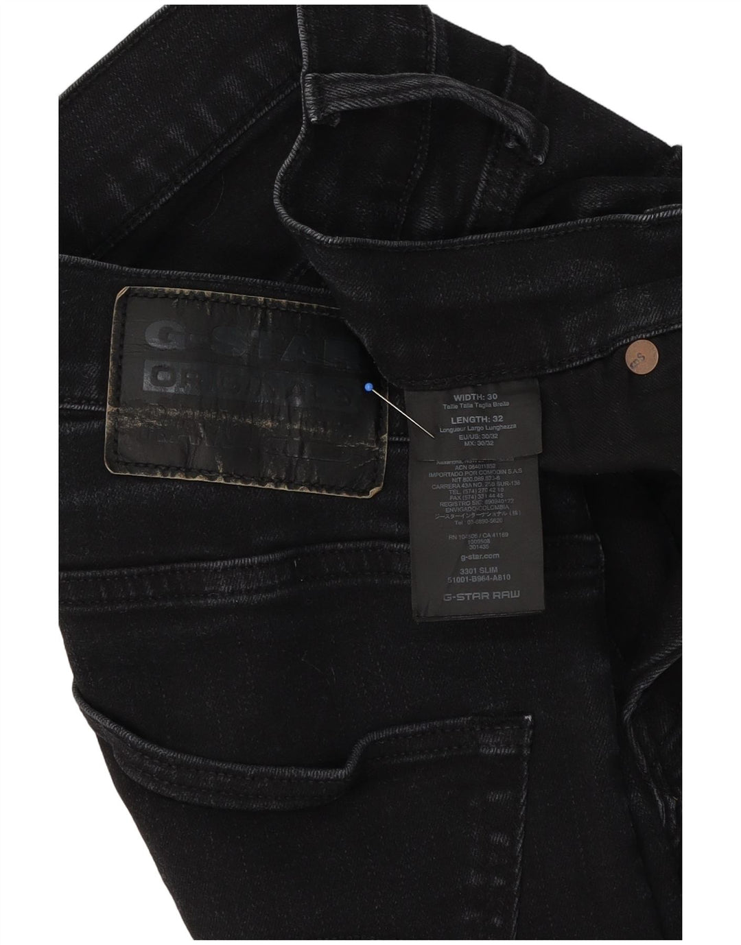 G-Star Ανδρικό 3301 Slim Jeans W30 L32 Μαύρο