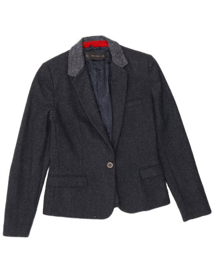 Zara Γυναικείο μπλέιζερ 1 κουμπιού μπουφάν UK 12 Medium Navy Blue