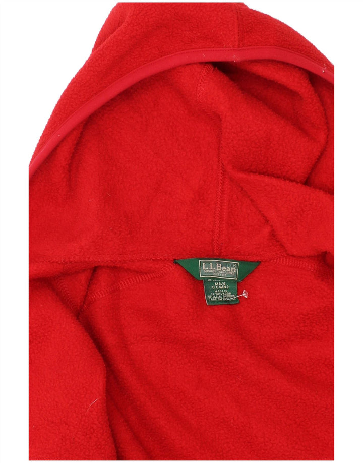 L.L.Bean Boys Hooded Fleece Jacket 5-6 Years Medium Red Polyester