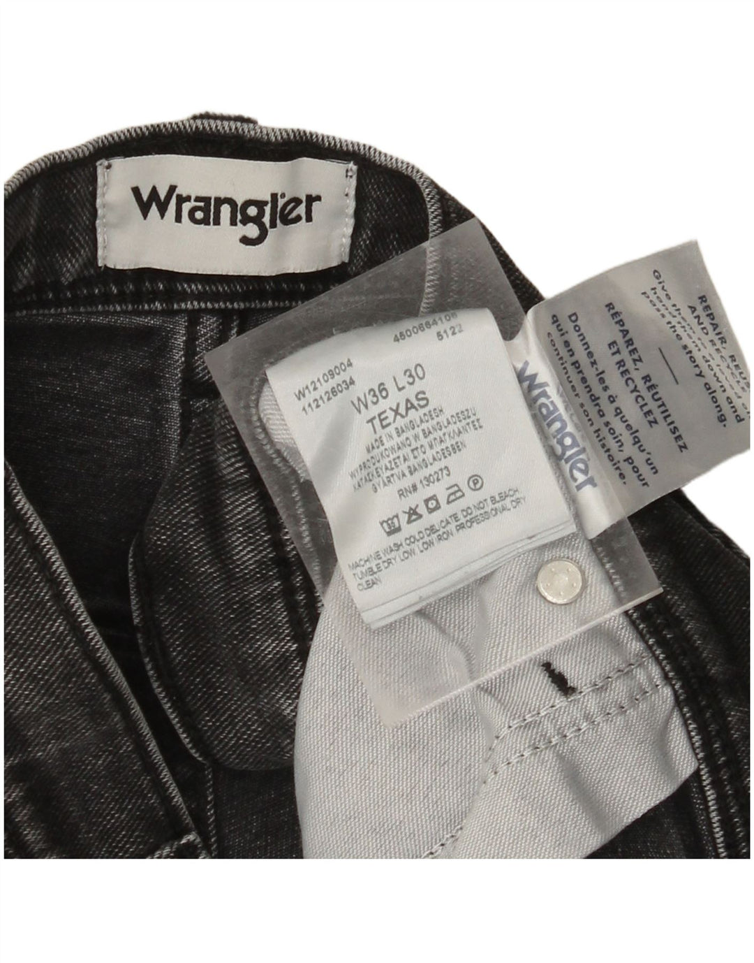 WRANGLER Ανδρικό Texas Straight Jeans W36 L30 Μαύρο βαμβακερό