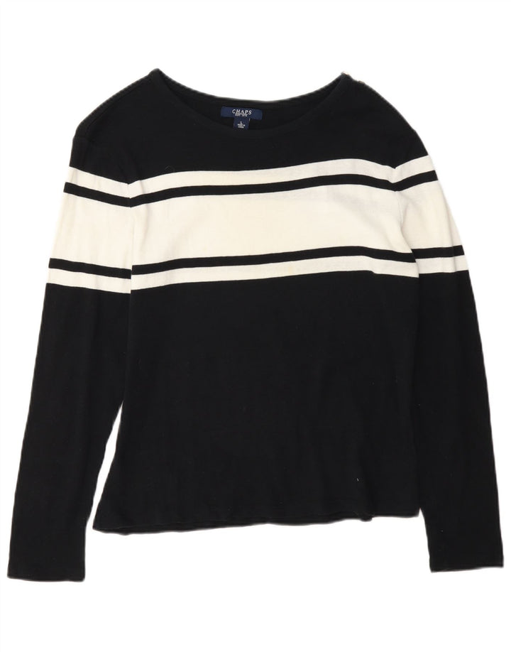 Chaps Γυναικείο μπλουζάκι μακρυμάνικο UK 14 Large Navy Blue Colorblock Βαμβακερό