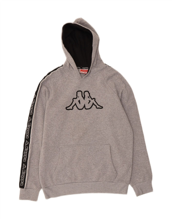 KAPPA Mens Graphic Hoodie Jumper Medium Grey Polyester Vintage Kappa and Second-Hand Kappa from Messina Hembry 