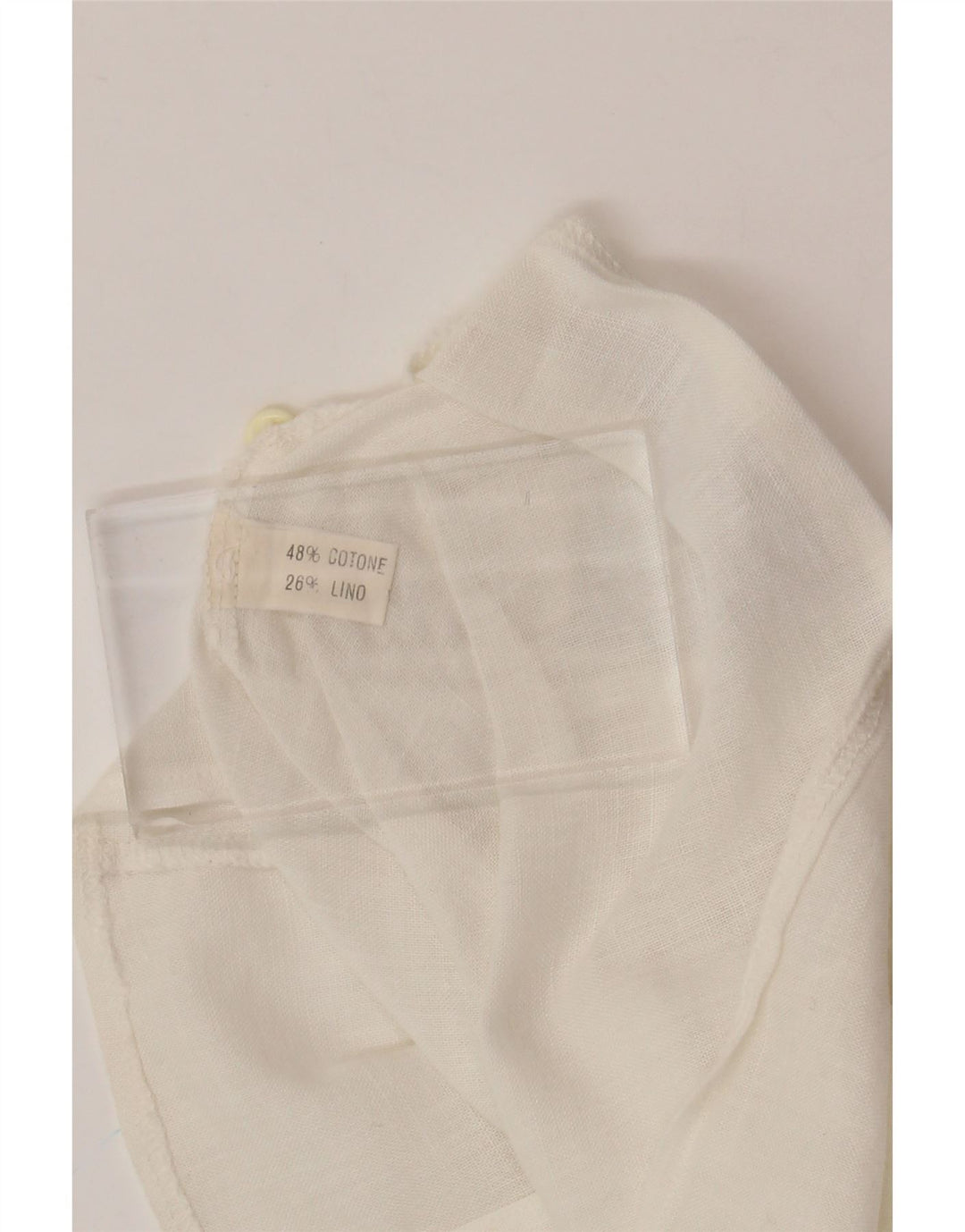 VINTAGE Γυναικείο κοντομάνικο πουκάμισο μπλούζα UK 12 μεσαίο λευκό βαμβακερό