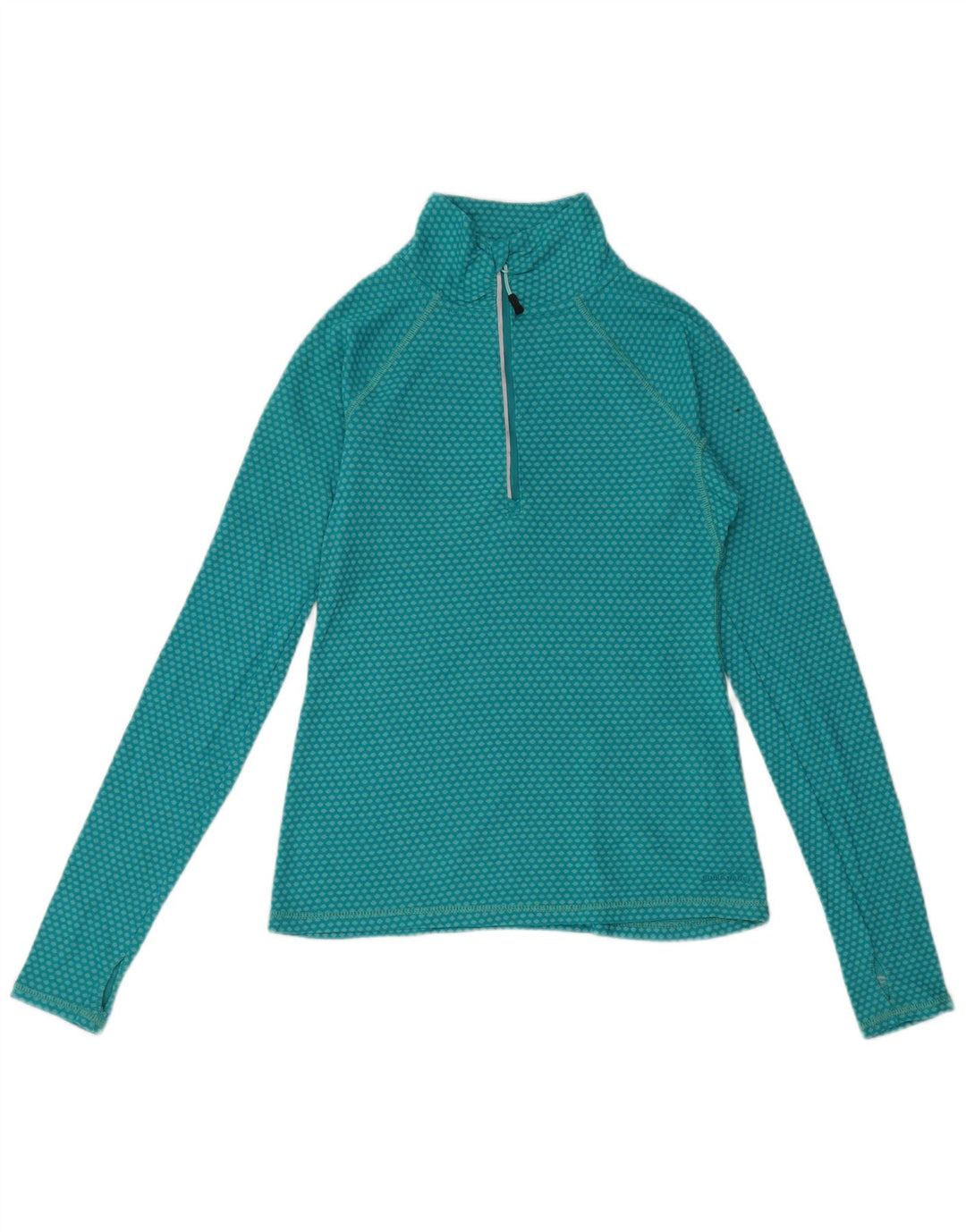 Eddie Bauer γυναικείο μπλουζάκι με φερμουάρ μακρυμάνικο UK 10 μικρά τιρκουάζ στίγματα