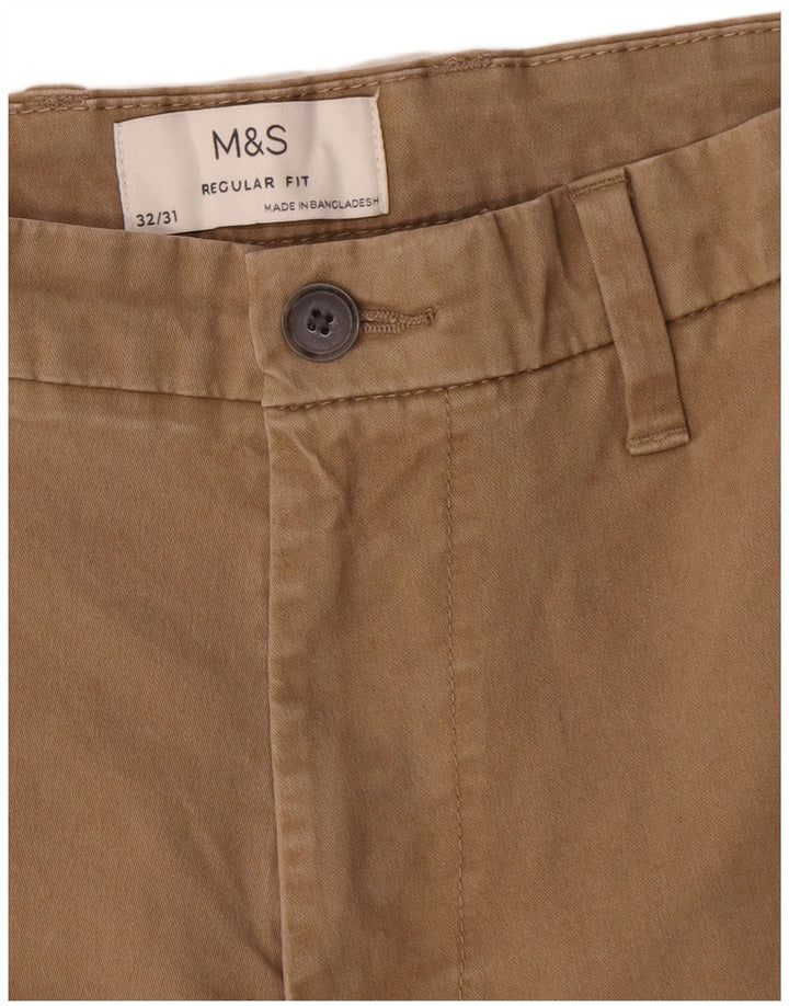 Marks & Spencer Ανδρικό ίσιο παντελόνι Chino με κανονική εφαρμογή W32 L31 καφέ