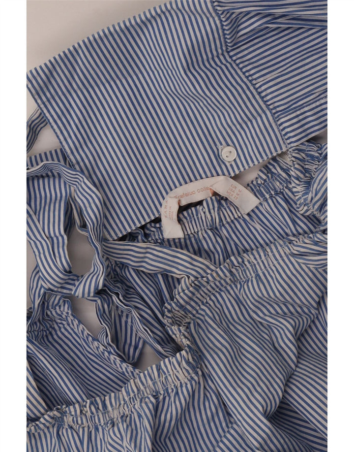 Zara Γυναικεία Μπλούζα Oversized Off Shoulder Top UK 14 Medium Blue ριγέ