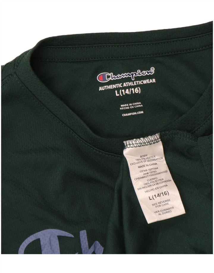 Champion Boys Graphic T-shirt Top 14-15 Years Large Green Polyester