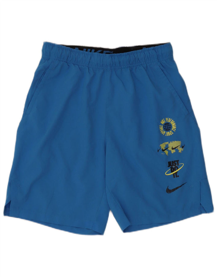 NIKE Mens Dri Fit Graphic Sport Shorts Small  Blue Polyester