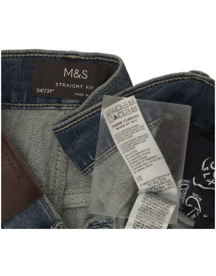 Ανδρικό τζιν ίσιο Marks & Spencer W34 L31 Μπλε βαμβακερό