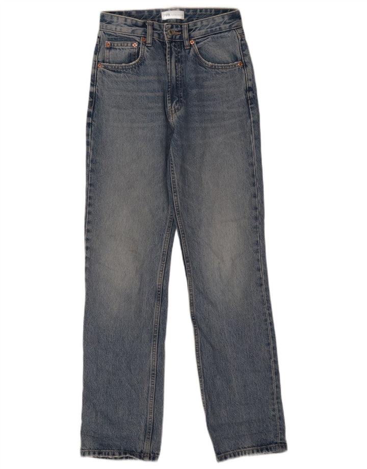 ZARA Γυναικείο ίσιο τζιν EU 34 2XS W24 L30 Μπλε βαμβακερό