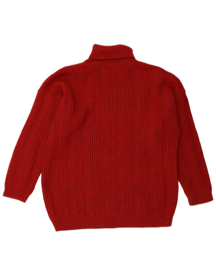 VINTAGE Γυναικείο πουλόβερ με ρολό λαιμόκοψη UK 18 XL Burgundy Fair Isle