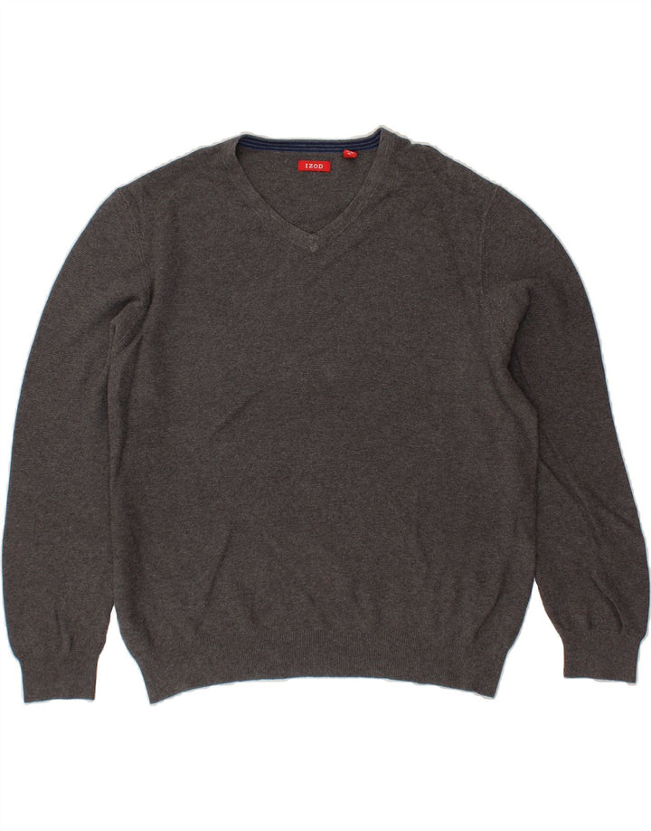 IZOD Mens V-Neck Jumper Sweater XL Grey Cotton Vintage Izod and Second-Hand Izod from Messina Hembry 