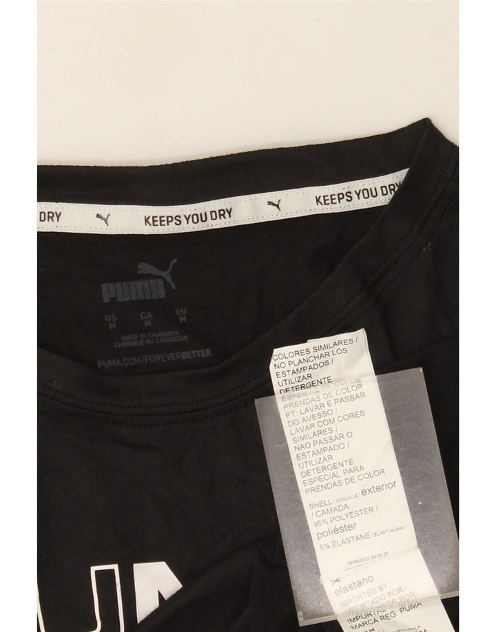 Γυναικείο γραφικό μπλουζάκι Puma Crop Top UK 14 Μεσαίο μαύρο πολυεστέρα
