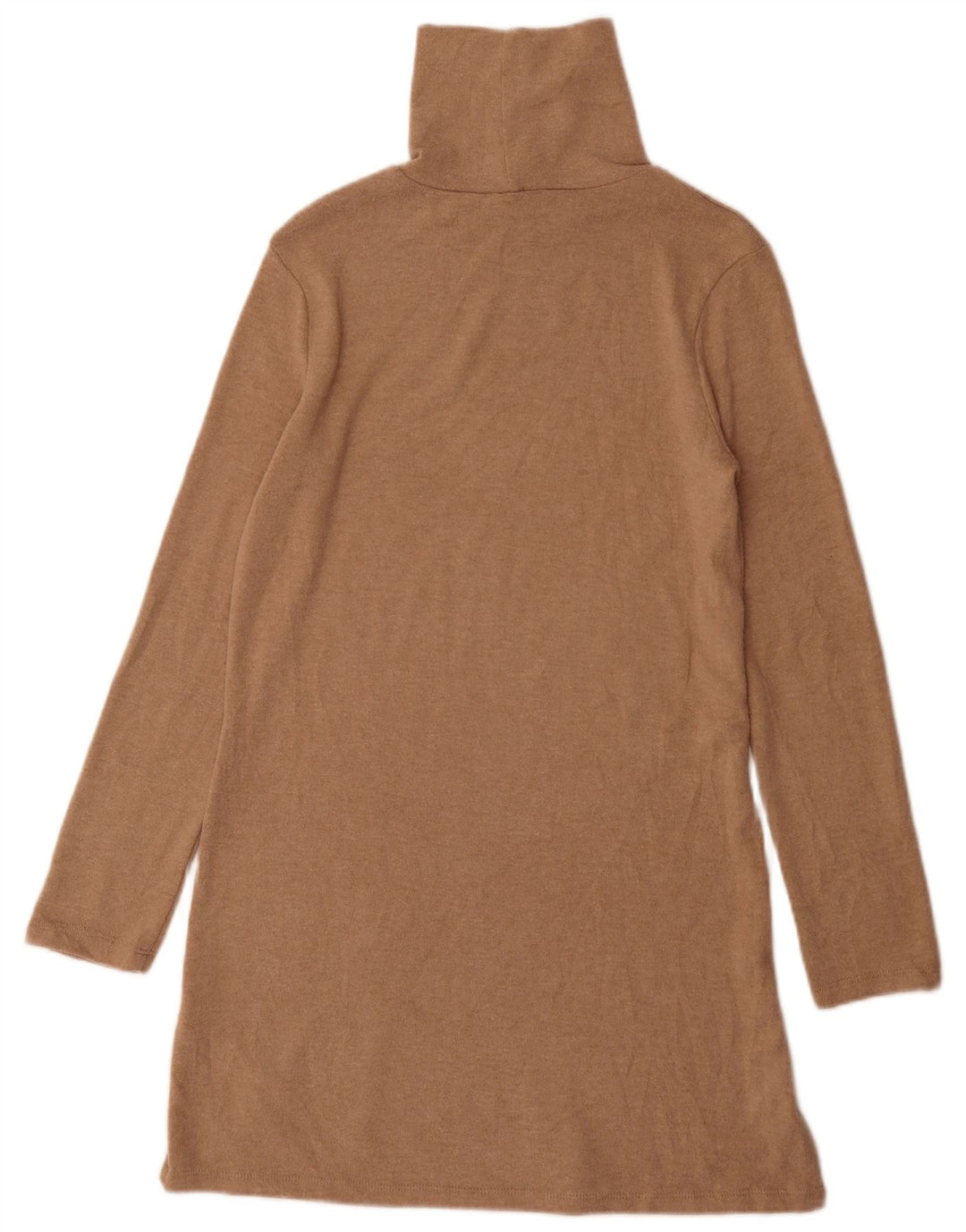 Zara Γυναικείο φόρεμα με ρολό λαιμόκοψη UK 8 Small Brown Polyester