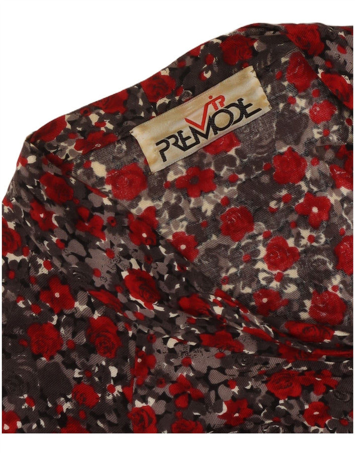 Premode Γυναικείο πουκάμισο με γραβάτα μπλούζα UK 18 XL Red Floral