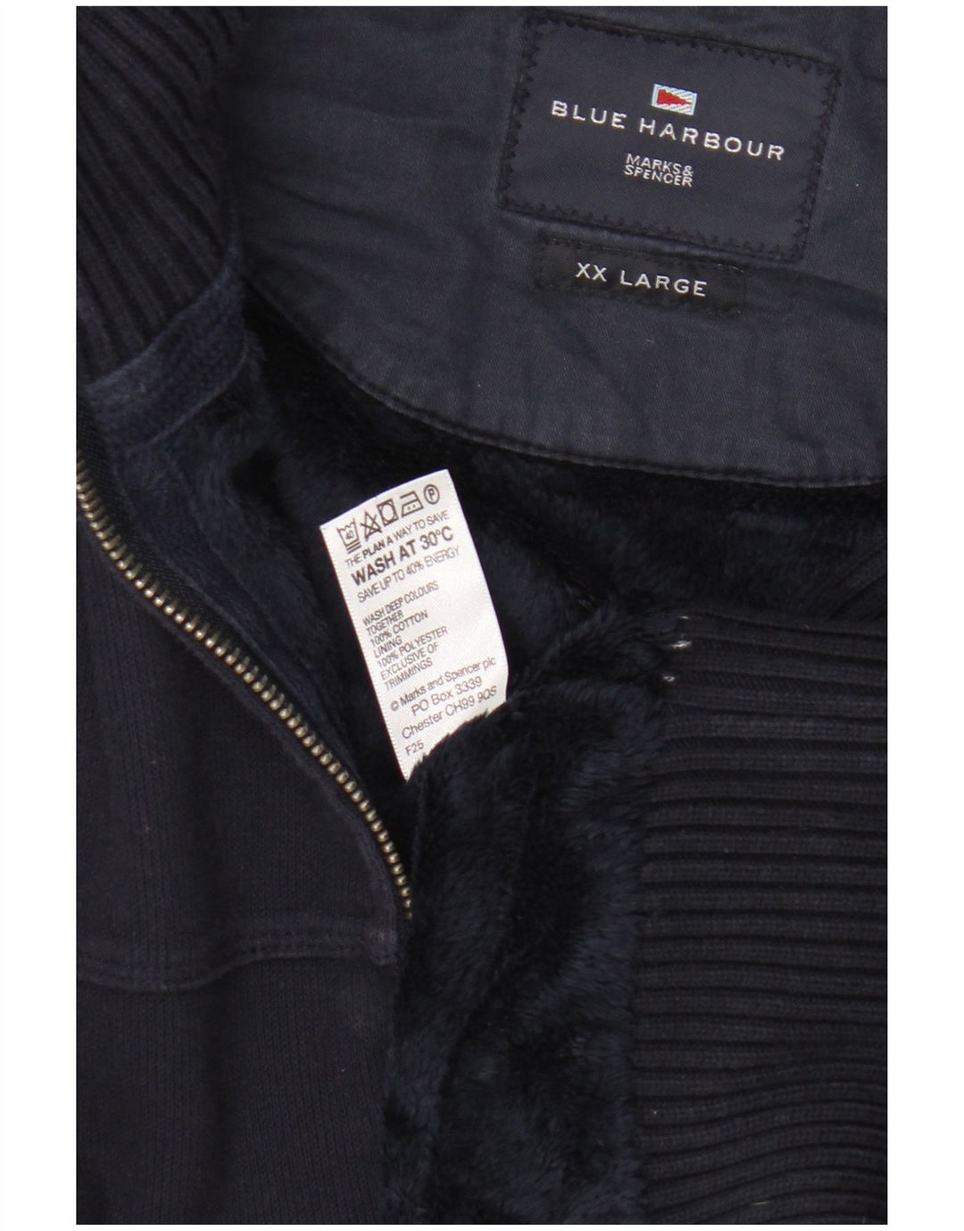 Marks & Spencer Ανδρική φόρμα αθλητικής φόρμας Μπλε Harbour Top Jacket 2XL Navy Blue Cotton