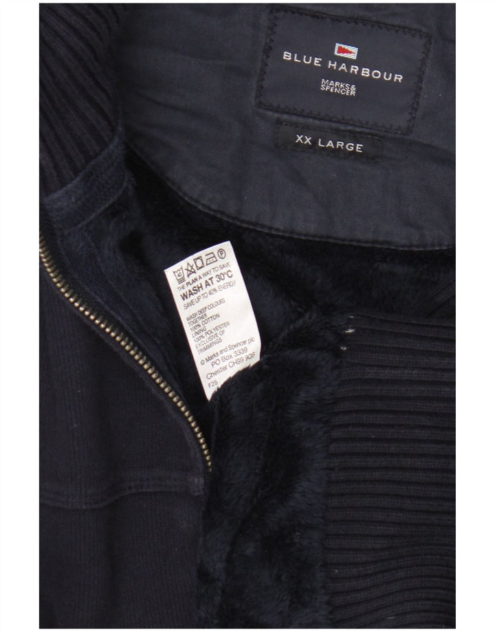 Marks & Spencer Ανδρική φόρμα αθλητικής φόρμας Μπλε Harbour Top Jacket 2XL Navy Blue Cotton