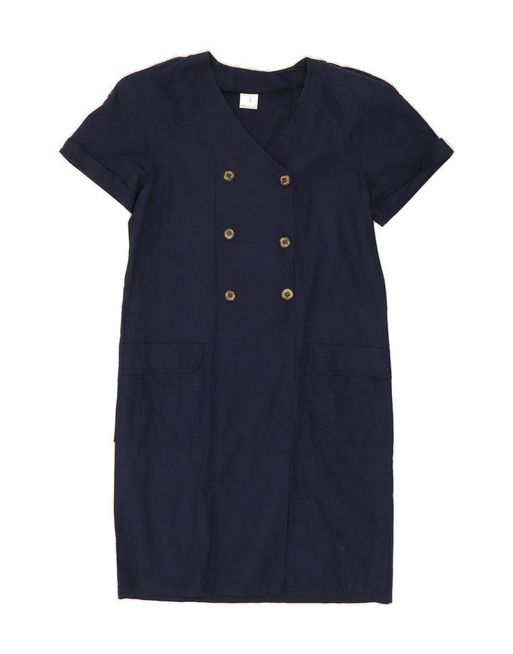 VINTAGE Womens Shift Dress IT 44 Medium Navy Blue Cotton Vintage Vintage and Second-Hand Vintage from Messina Hembry 