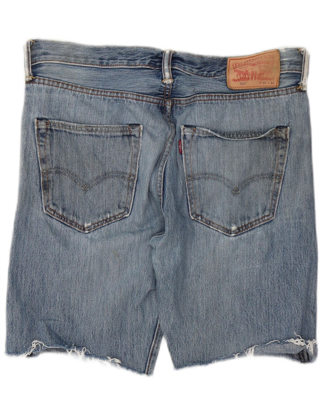 Levi's Mens 501 Distressed τζιν σορτς W32 μεσαίο μπλε βαμβακερό