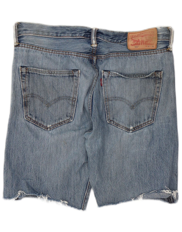 Levi's Mens 501 Distressed τζιν σορτς W32 μεσαίο μπλε βαμβακερό