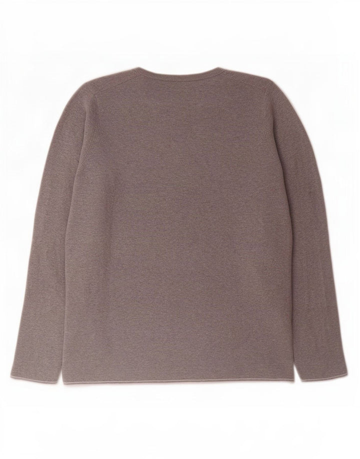 Massimo Dutti Ανδρικό πουλόβερ με λαιμόκοψη μεσαίου γκρι βαμβακερό