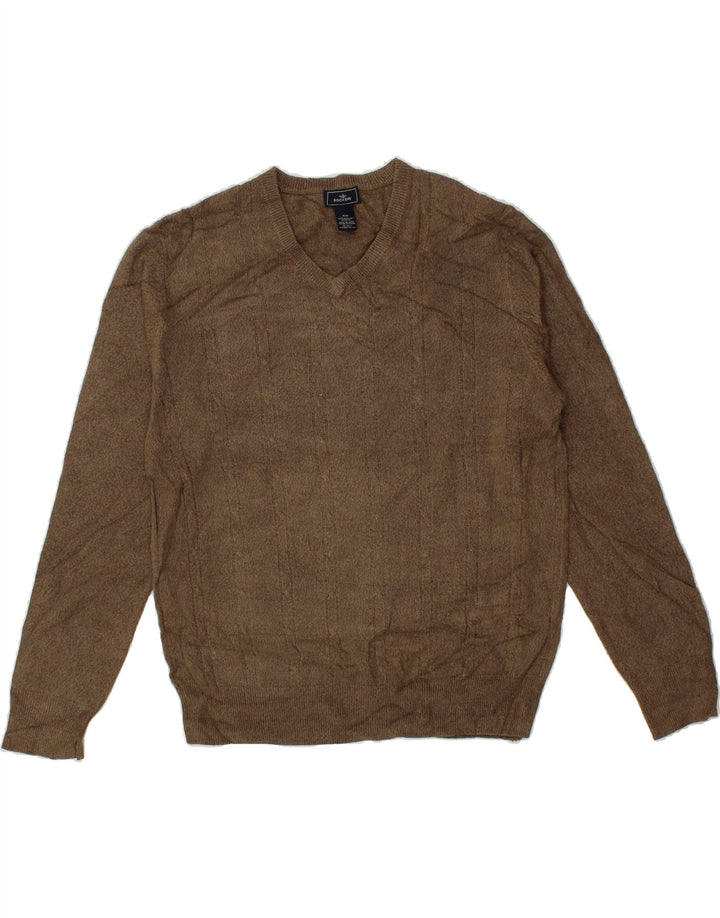 DOCKERS Mens V-Neck Jumper Sweater Medium Brown Acrylic Vintage Dockers and Second-Hand Dockers from Messina Hembry 