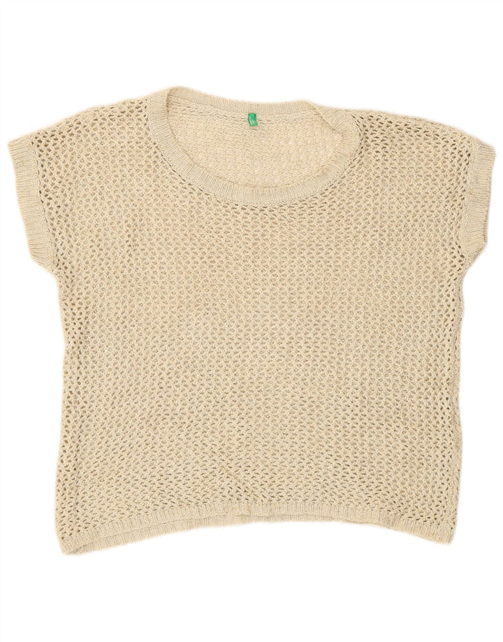 Benetton Γυναικείο Crochet Vest Tank Top UK 14 Medium Beige