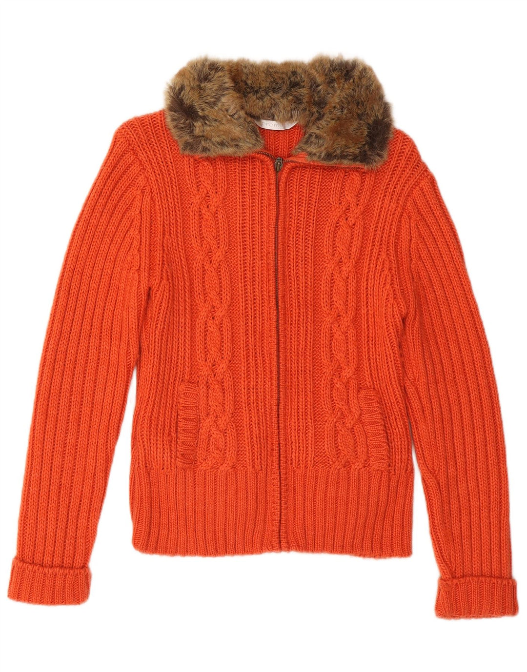 PROMOD Γυναικεία Ζακέτα πουλόβερ UK 12 Μαλλί μεσαίου πορτοκαλιού
