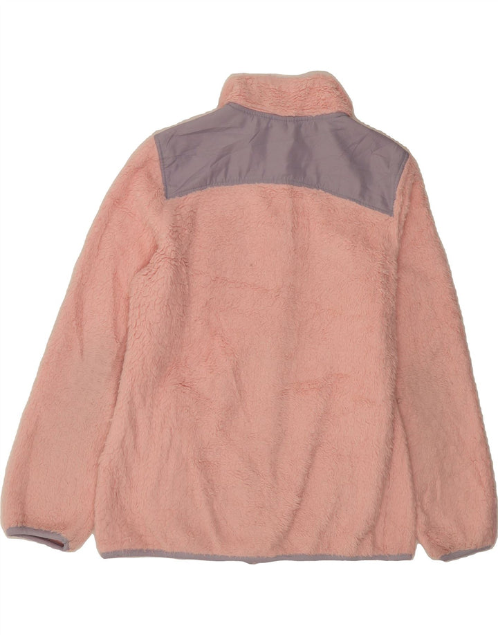 REEBOK Girls Fleece Jacket 14-15 Years Large Pink Colourblock Polyester Vintage Reebok and Second-Hand Reebok from Messina Hembry 