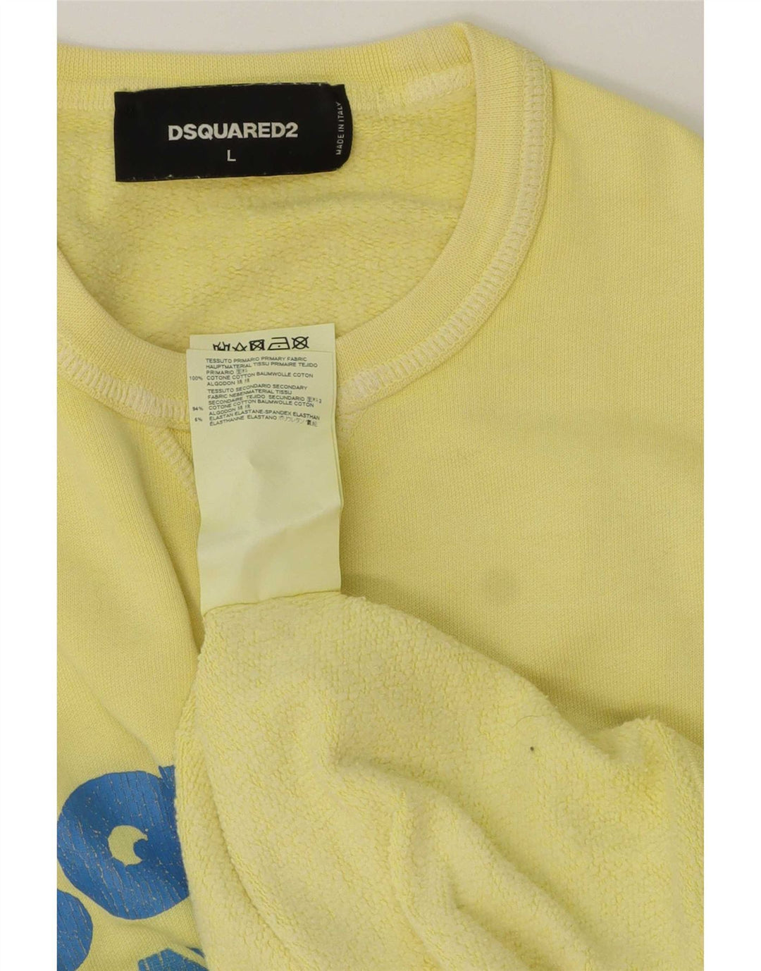 Ανδρικό γραφικό φούτερ Dsquared2 Jumper μεγάλο κίτρινο βαμβακερό