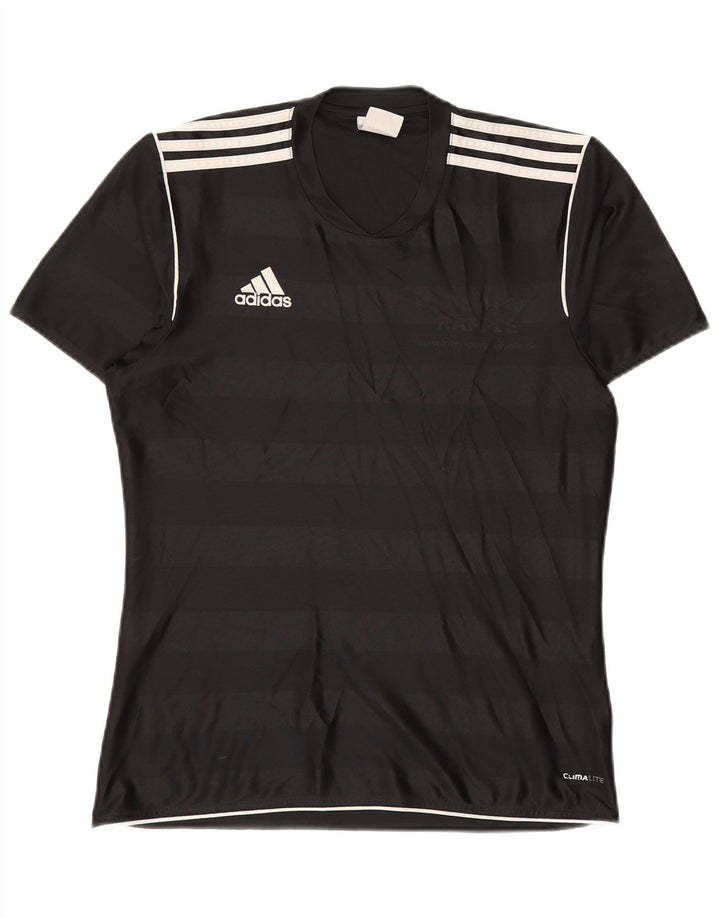 Ανδρικό γραφικό μπλουζάκι ADIDAS Climalite Top Μικρό μαύρο ριγέ πολυεστέρα