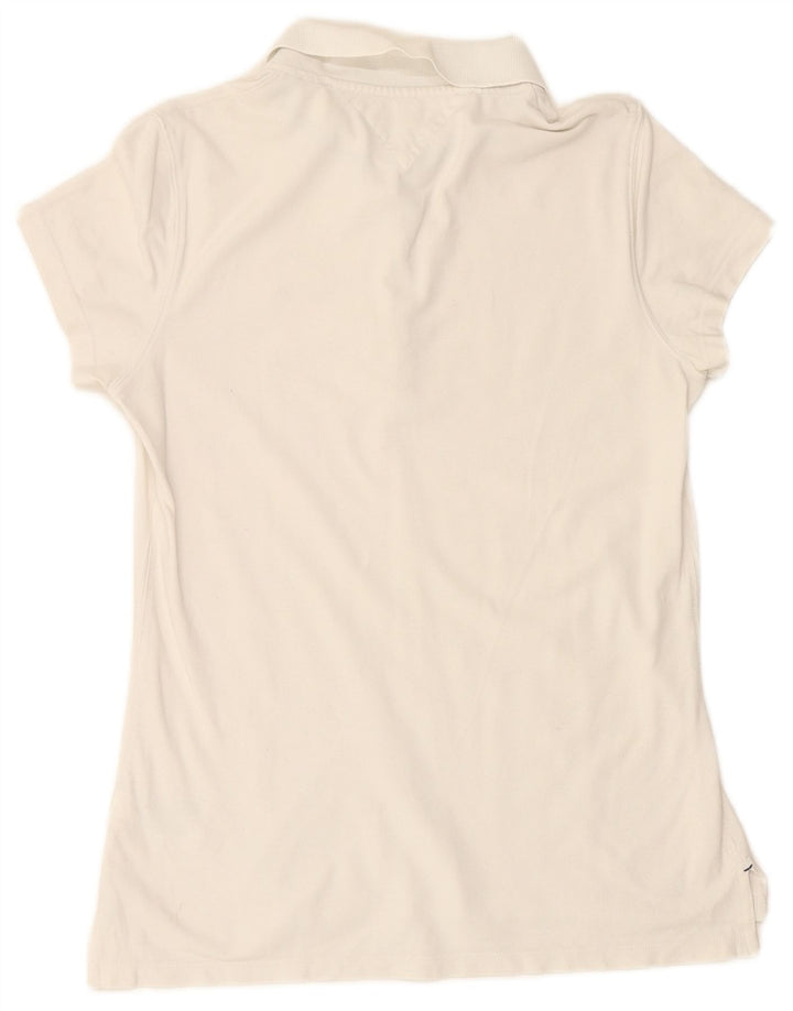 TOMMY HILFIGER Γυναικείο λεπτό μπλουζάκι πόλο UK 18 XL λευκό βαμβακερό