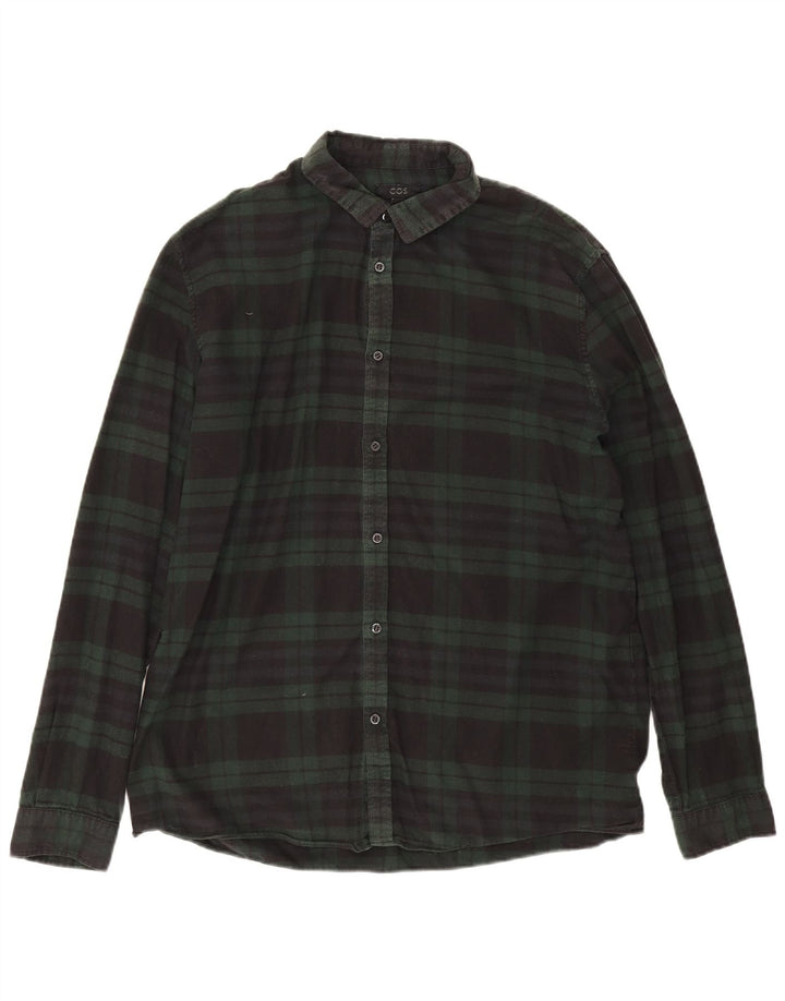 Ανδρικό πουκάμισο Cos Flannel Μεγάλο πράσινο βαμβακερό καρό