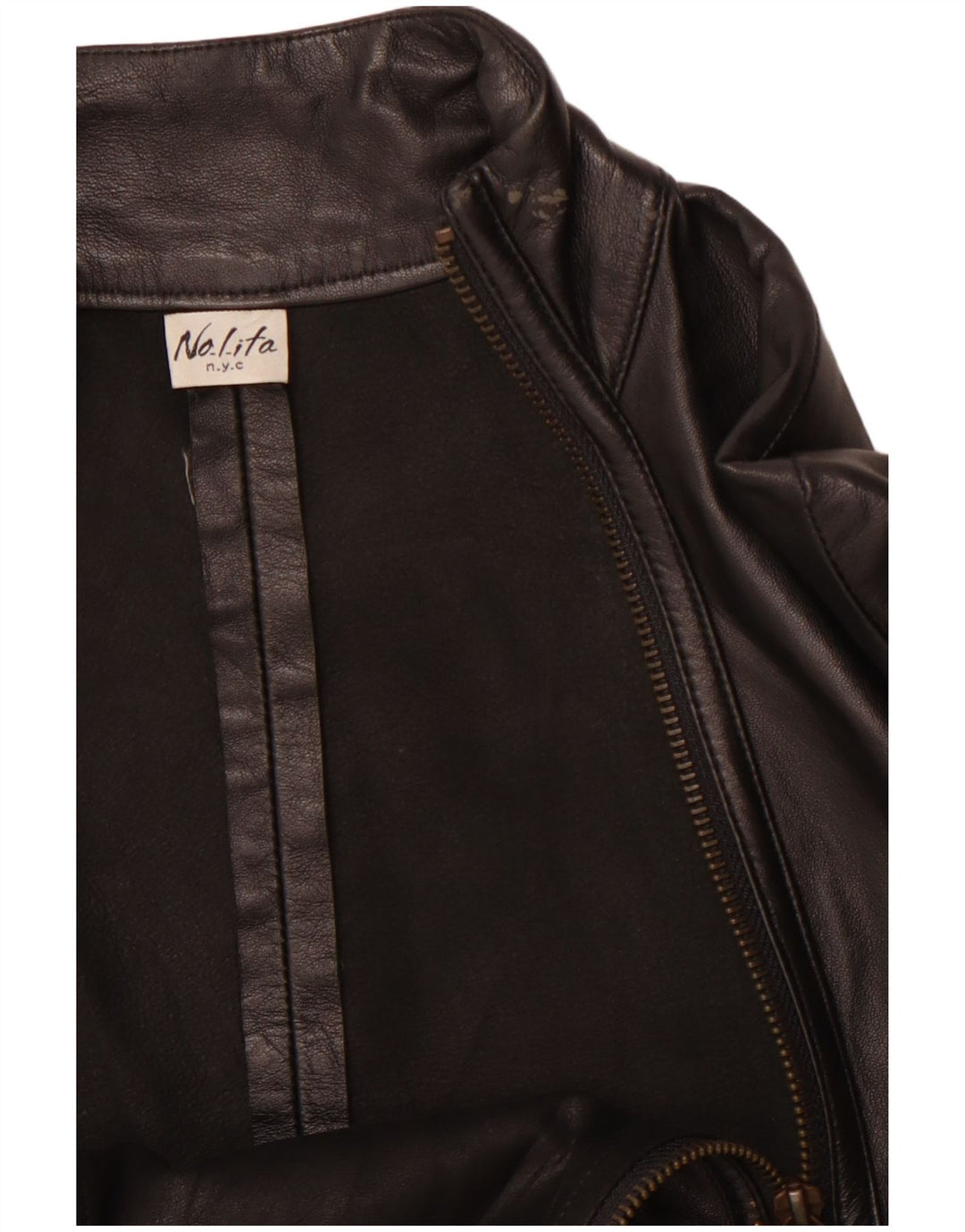 NOLITA Γυναικείο Crop Leather Racer Jacket UK 8 Small Black