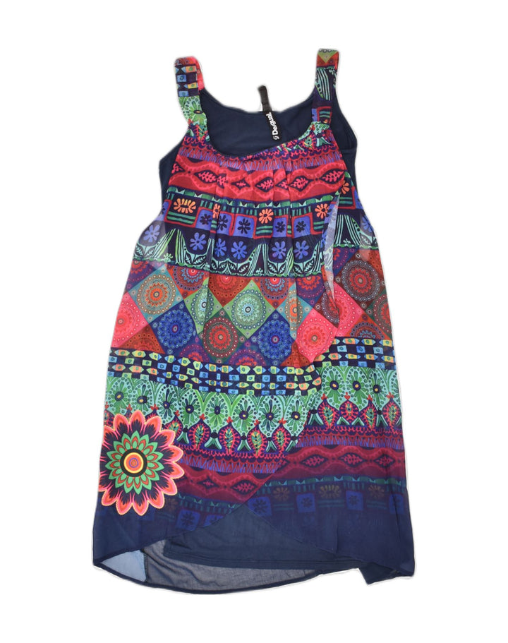 DESIGUAL Womens Crazy Pattern Shift Dress EU 36 Small  Navy Blue Cotton | Vintage Desigual | Thrift | Second-Hand Desigual | Used Clothing | Messina Hembry 