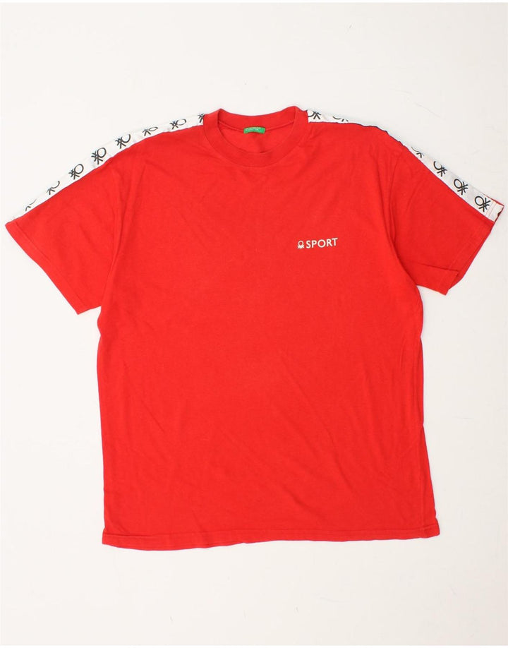 Ανδρικό γραφικό T-Shirt BENETTON Top Medium Red
