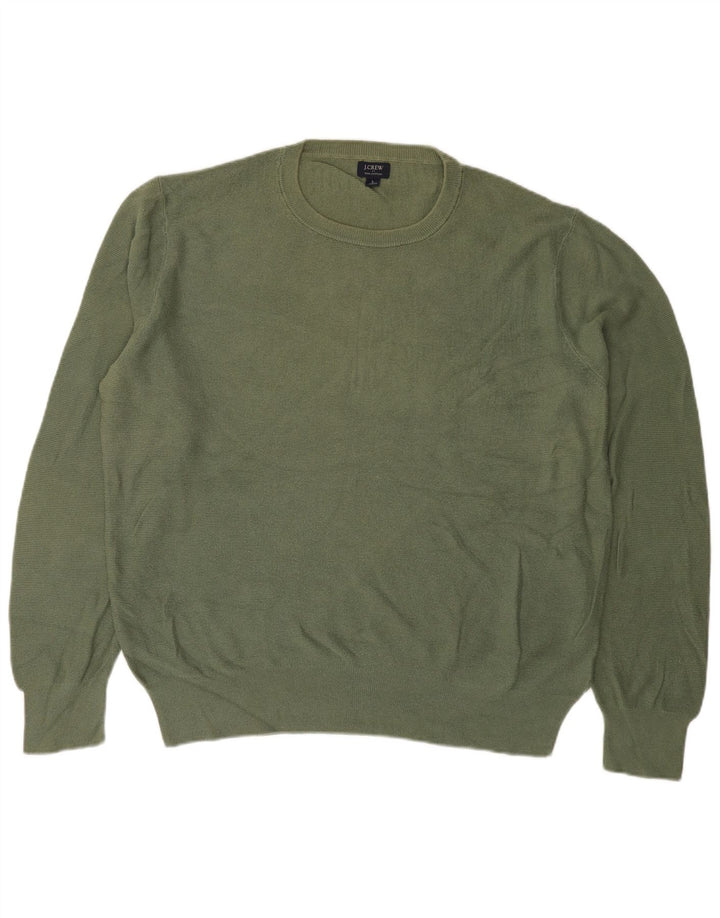 J. Crew Ανδρικό πουλόβερ με λαιμόκοψη, μεγάλο πράσινο βαμβακερό