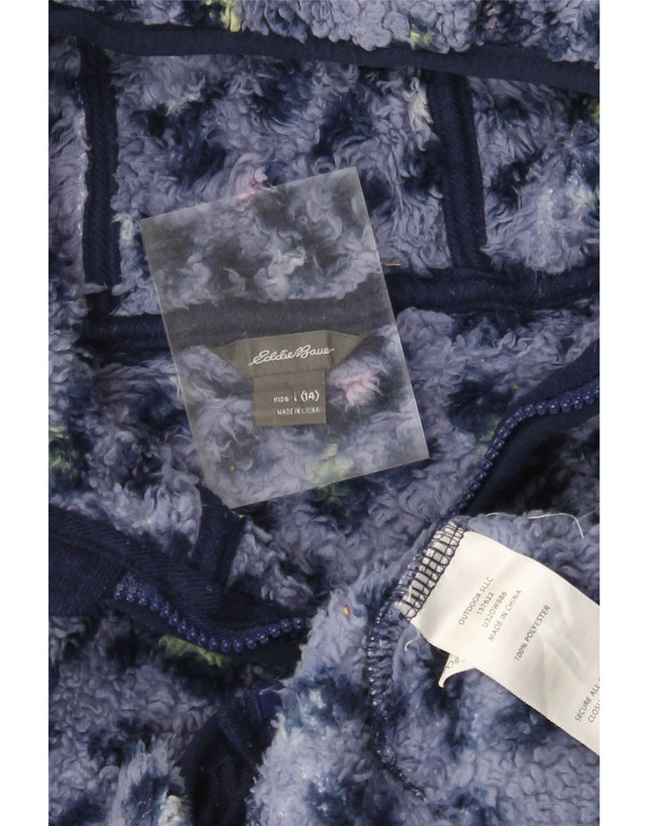 EDDIE BAUER Κορίτσια με κουκούλα fleece τζάκετ 13-14 ετών Μεγάλο μπλε ζωικό τύπωμα