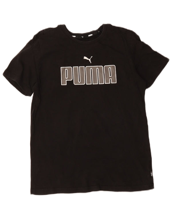 Puma Γυναικείο T-Shirt Top UK 10 Small μαύρο βαμβακερό