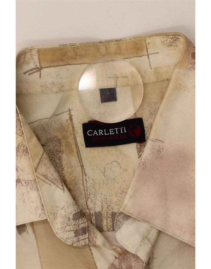 CARLETTI Mens Short Sleeve Shirt XL Beige Patchwork Vintage Carletti and Second-Hand Carletti from Messina Hembry 