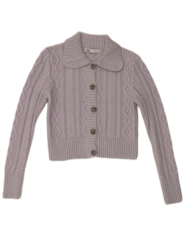 Zara Γυναικεία Ζακέτα Crop UK 10 Small Purple Acrylic