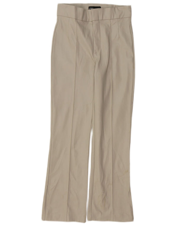 ZARA Γυναικείο παντελόνι μποτάκι από συνθετικό δέρμα μικρό W26 L26 μπεζ πολυαμίδιο