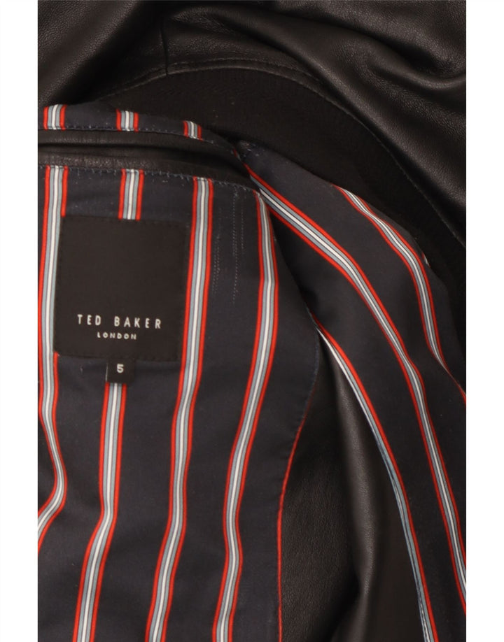 Ted Baker Ανδρικό Δερμάτινο Μπουφάν Μέγεθος 5 Μεγάλο Μαύρο