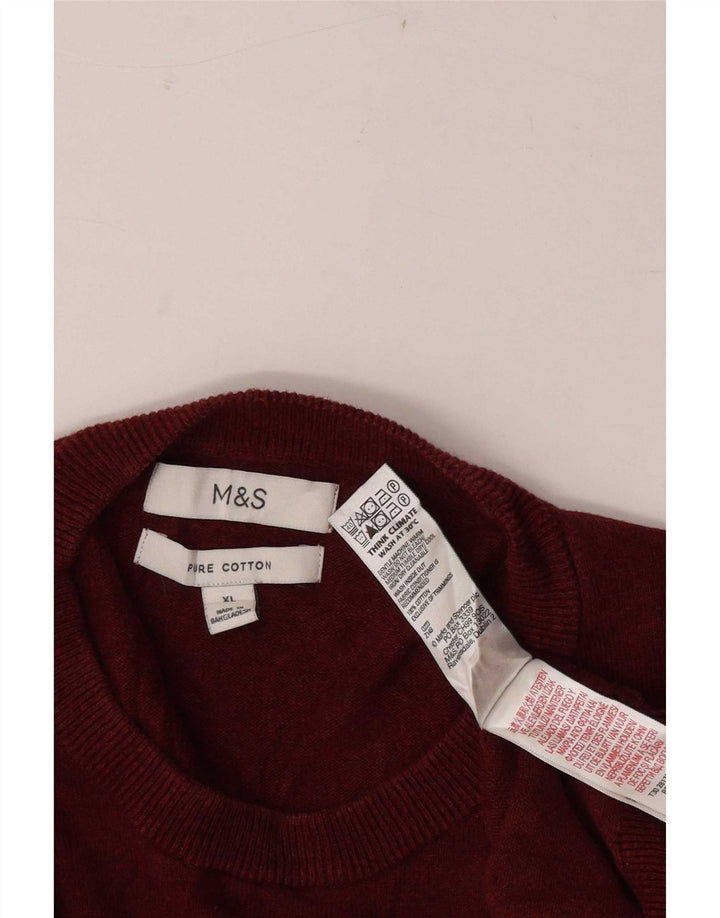 Ανδρικό πουλόβερ Marks & Spencer Crew Neck Jumper XL Κόκκινο βαμβακερό