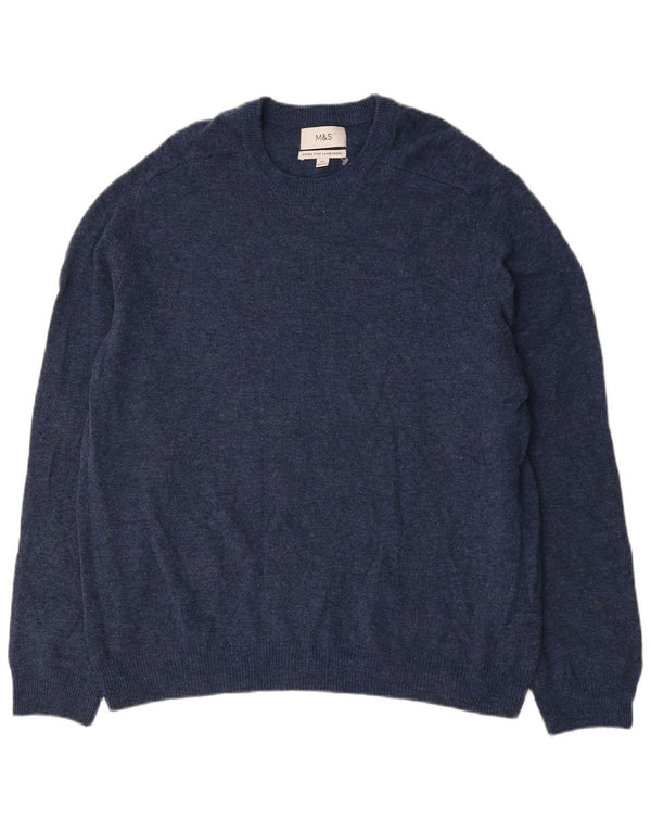 Marks & Spencer Ανδρικό πουλόβερ με λαιμόκοψη 2XL Navy Blue Flecked
