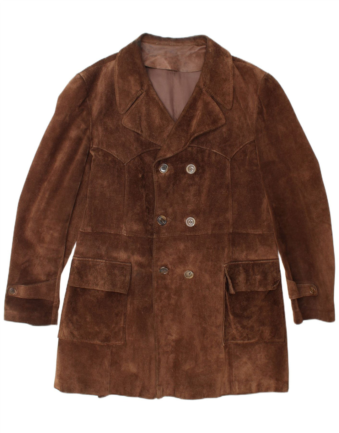VINTAGE Ανδρικό Suede Παλτό UK 40 Large Brown